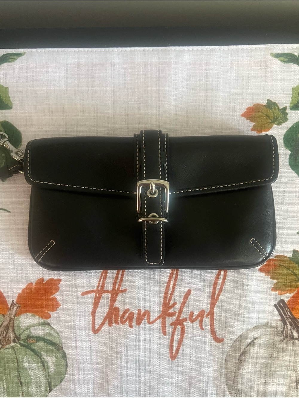 Coach Vintage Y2K SoHo Black Leather Buckle Wristlet